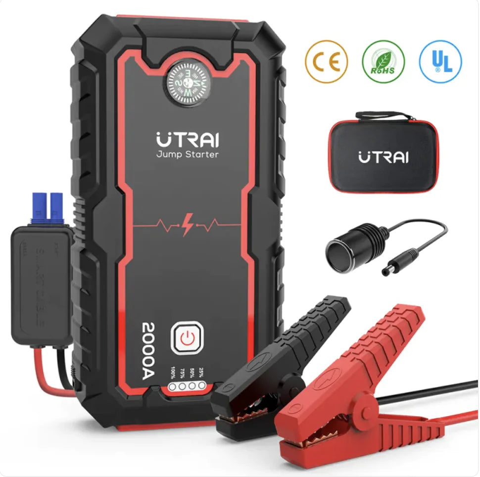 Portable 12V Car Battery Jump Starter with Large Capacity Power Bank