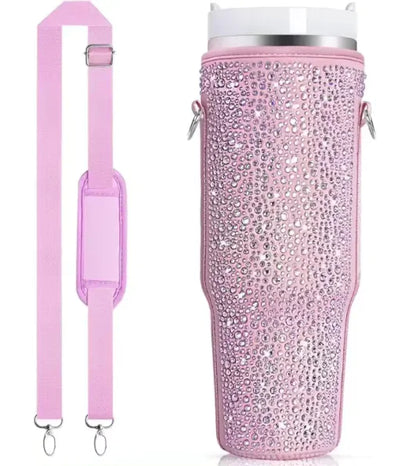 40 Oz Shiny Water Bottle Sets Handbag Adjustable Strap Pearlescent