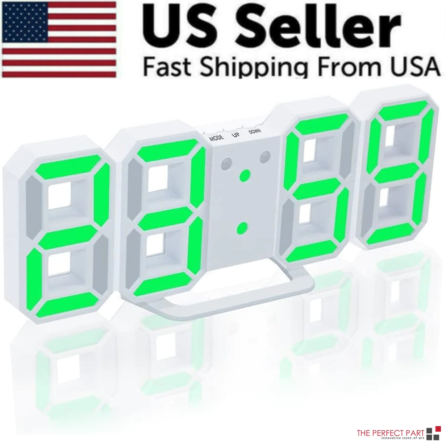 Digital 3D LED Big Wall Desk Alarm Clock Snooze 12/24 Hours Auto Brightness USB