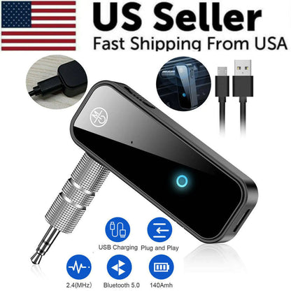 USB Wireless Bluetooth 5.0 Transmitter Receiver 2in1 Audio Adapter 3.5mm Aux Car